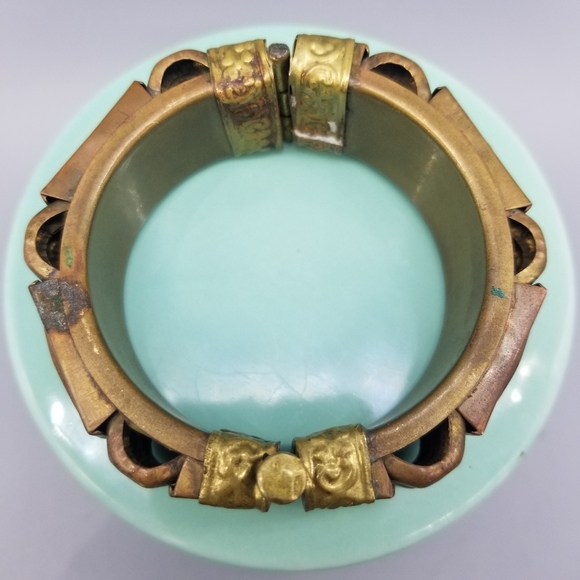 Vintage Chunky Pin Hinged Tribal Brass Or Copper Bracelet - Picture 9 of 10